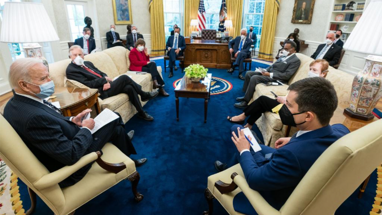 President Biden meeting with members of Congress to discuss the American Jobs Plan. 