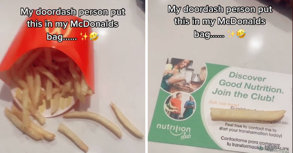 Woman Stunned After DoorDash Delivery Person Put Weight Loss Card In Her McDonald's Order