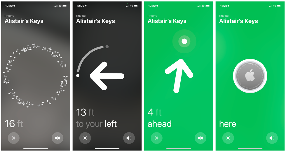 Precision Finding feature of the Find My app when looking for an AirTag