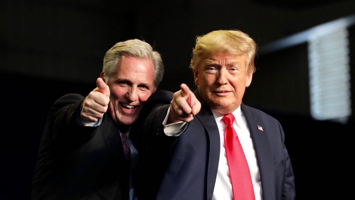 House Minority Leader Kevin McCarthy, left, and former President Trump.