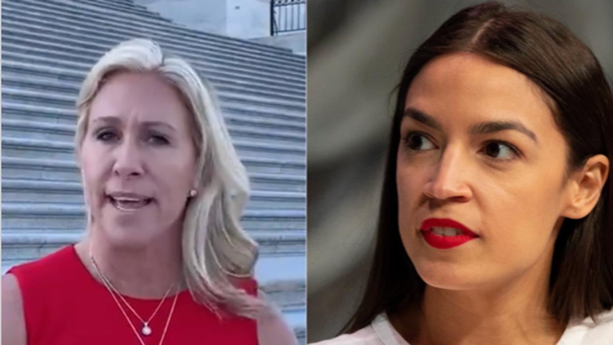 Rep. Marjorie Taylor Greene, left, and Rep. Alexandria Ocasio-Cortez