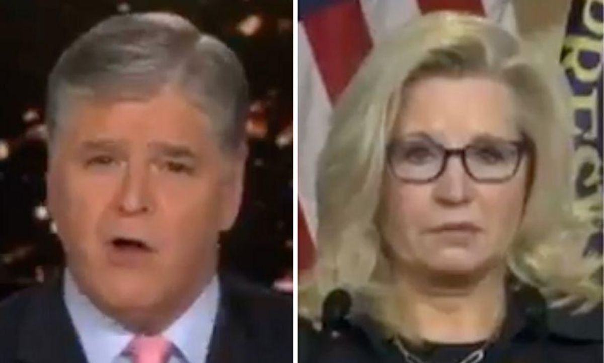 Hannity Roasted for Absurd Rant Claiming Liz Cheney Wasn't 'Canceled', She Was 'Fired'