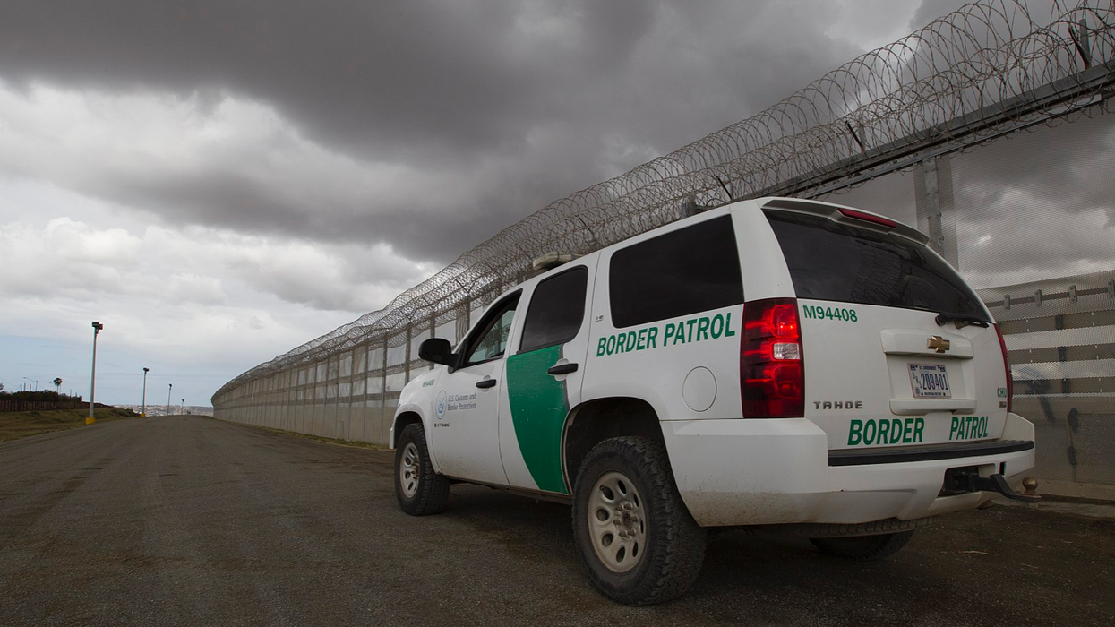 A Border Patrol vehicle at the US-Mexico border separating San Diego and Tijuana.
