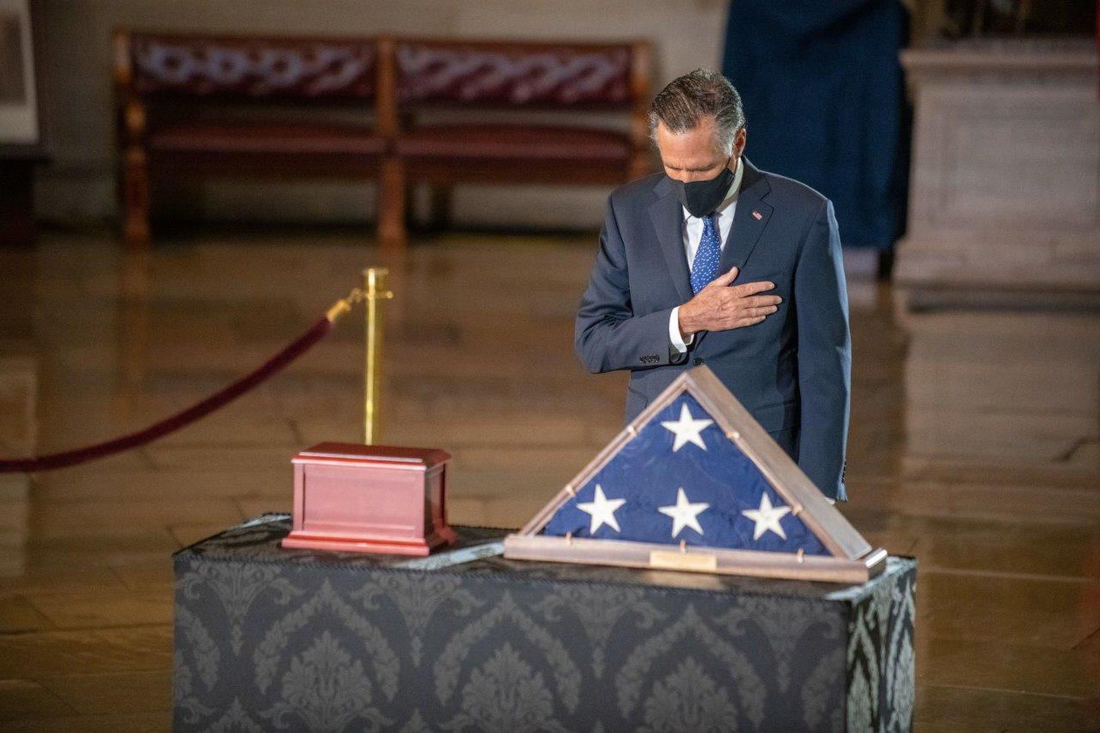 Sen. Mitt Romney, who supports the commission, pays tribute to Brian Sicknick.