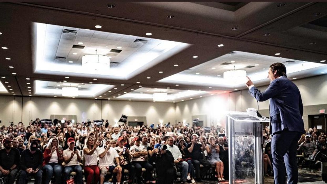 Rep. Matt Gaetz speaking to a crowd of supporters.