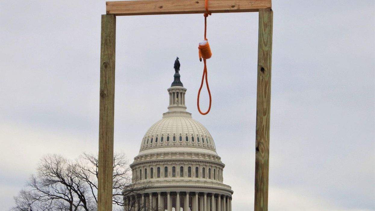 A gallow sits near the Capitol during the January 6 pro-Trump insurrection. 