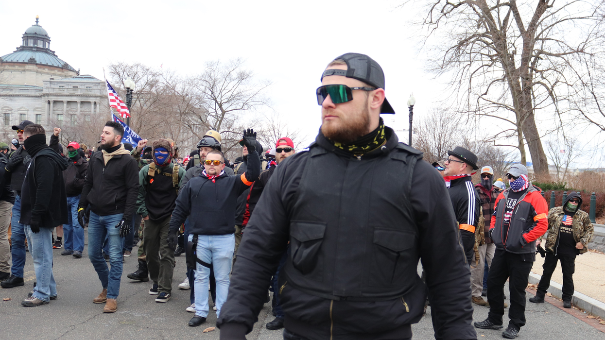 Proud Boy Ethan Nordean near the Capitol on January 6, 2021