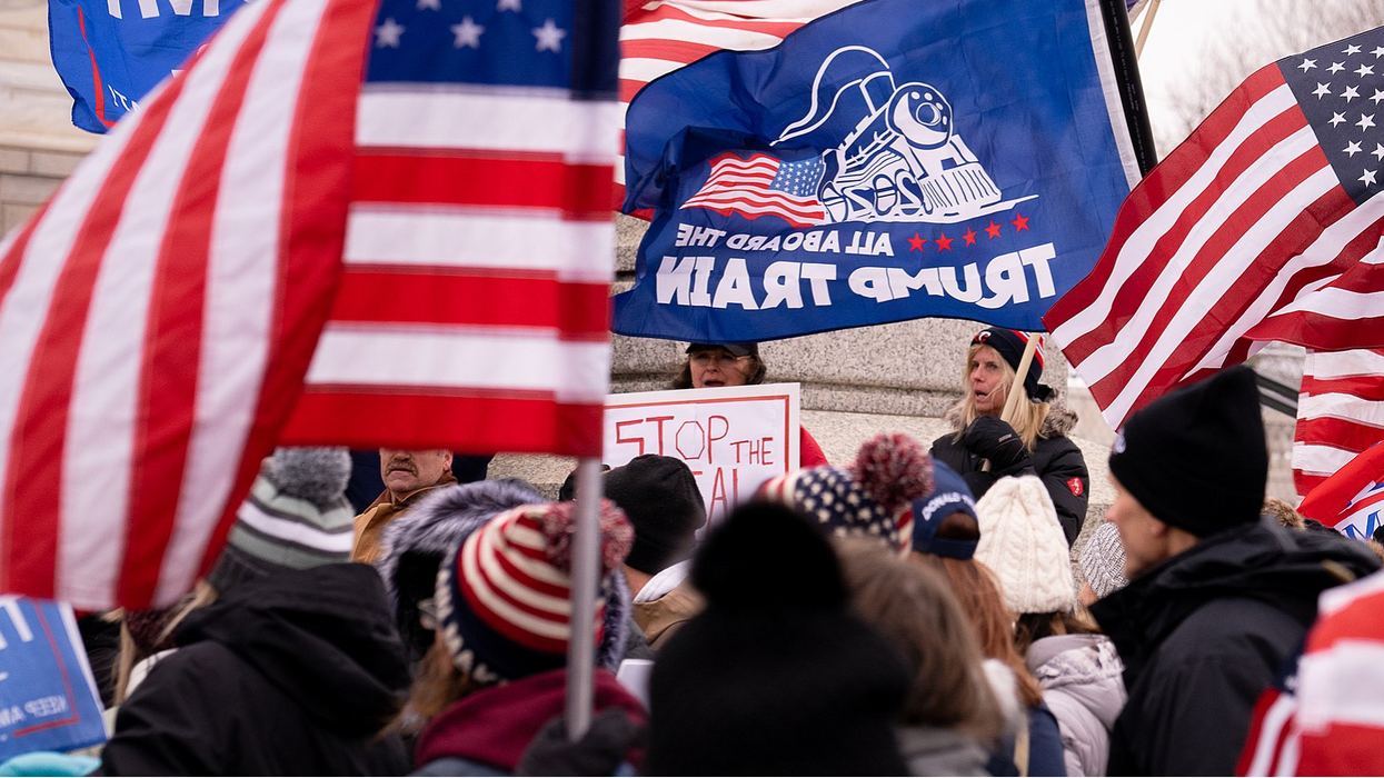 "Stop the Steal" Trump-supporters protesting the results of the 2020 election. 