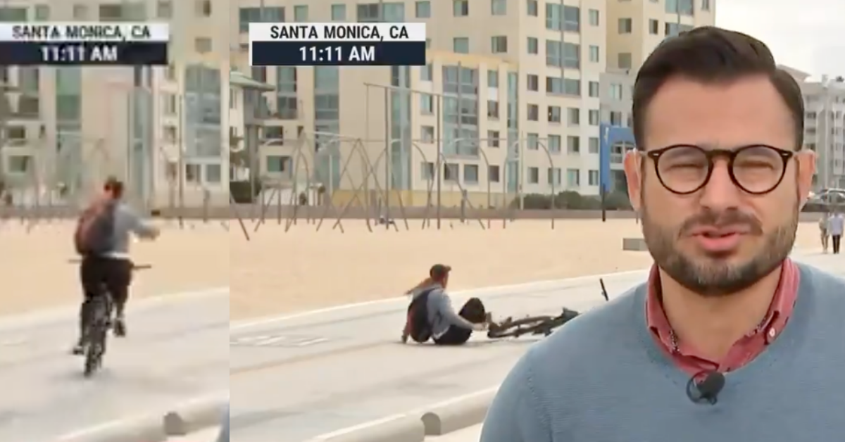 Live News Video Captures Cyclist Trying To Take A Selfie—And Failing In Humiliating Fashion