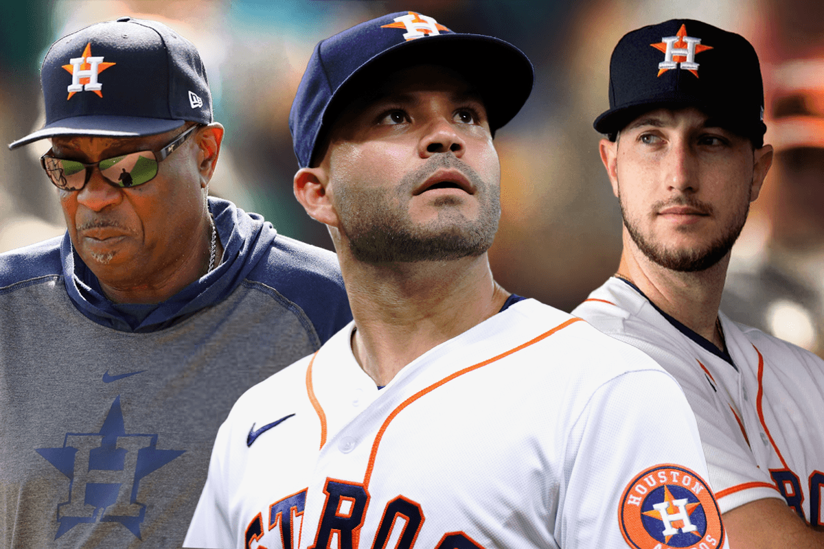 Astros Dusty Baker, Jose Altuve, Kyle Tucker