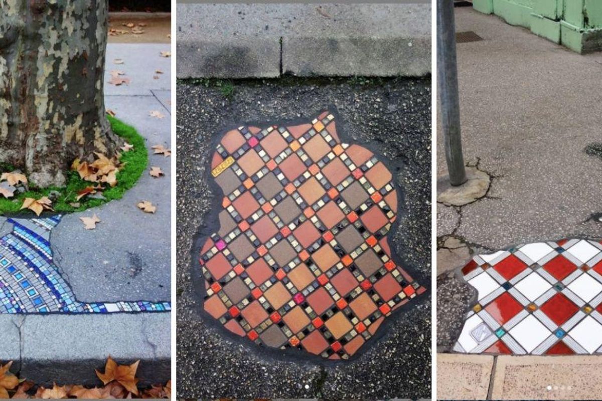 French street artist fills ugly, jagged potholes with gorgeous, colorful mosaics
