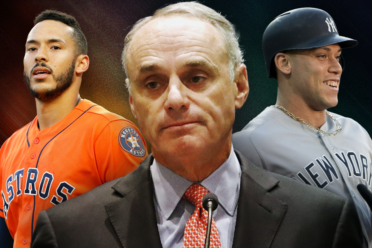 Astros Carlos Correa, Rob Manfred, Yankees Aaron Judge