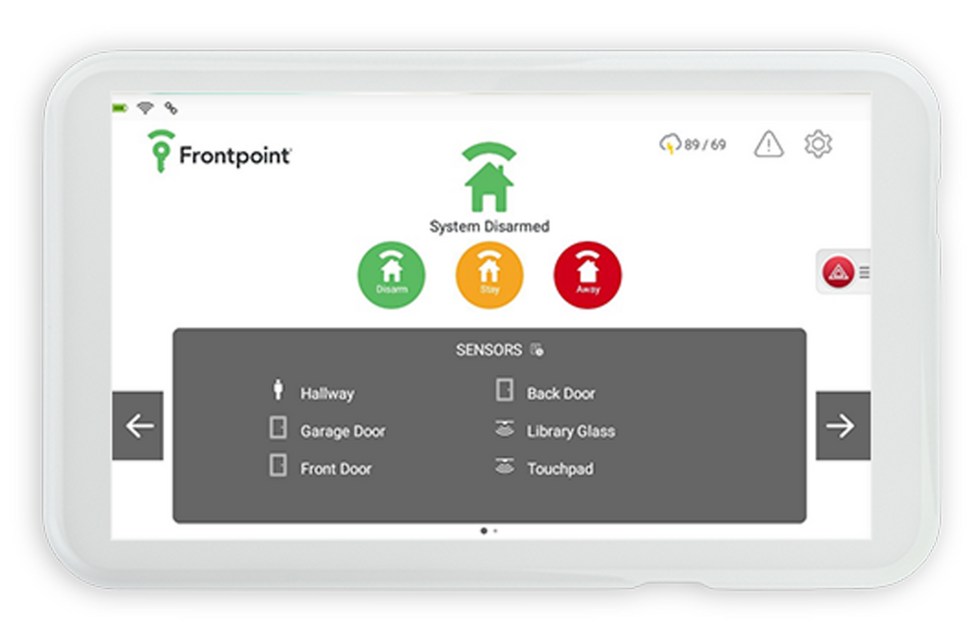 a photo of Frontpoint Security touch screen controller
