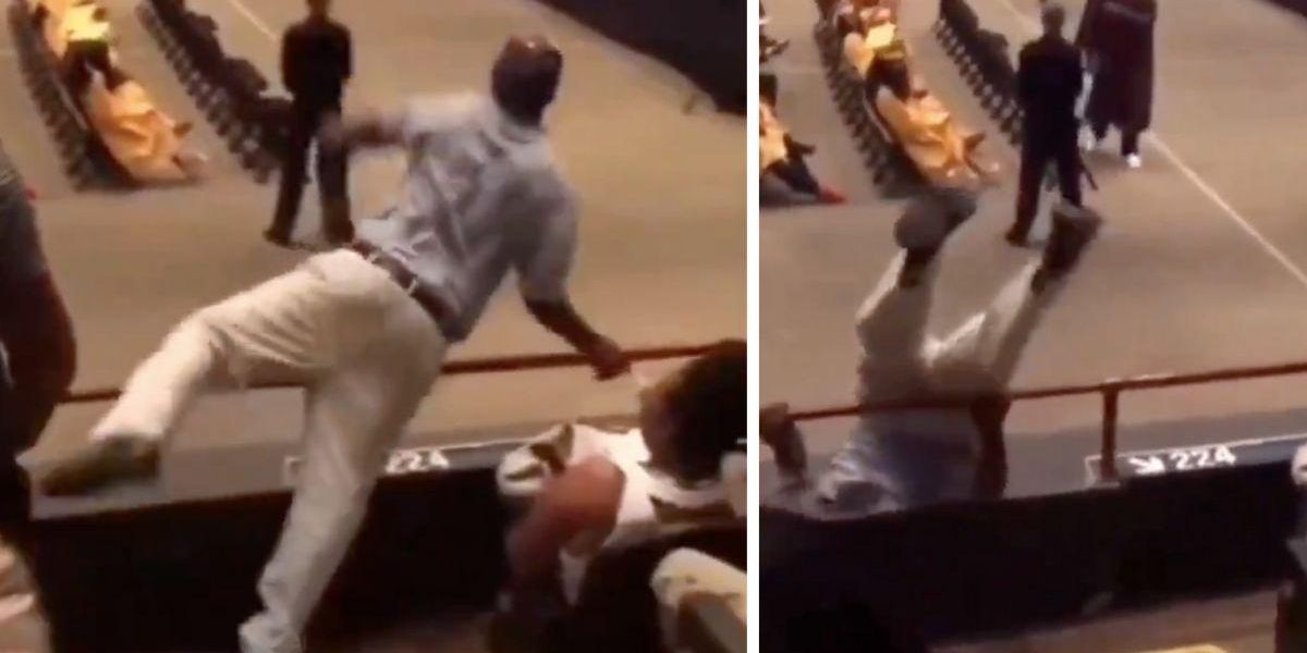 Dad delights crowd with a literally over-the-top celebration at his kid's graduation
