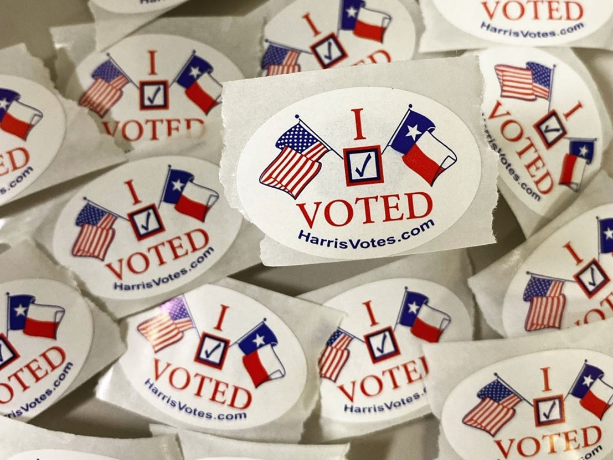 Harris County, Texas voting stickers 