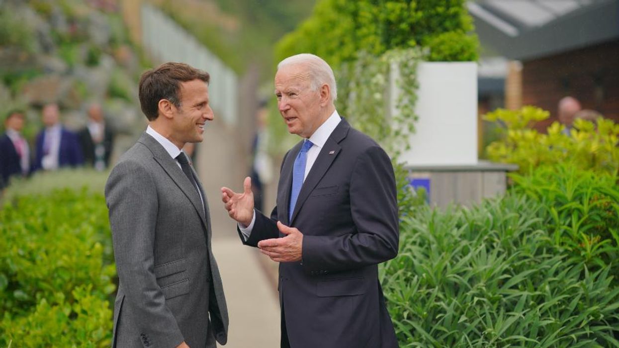 President Biden, right, and French President Emmanuel Macron 