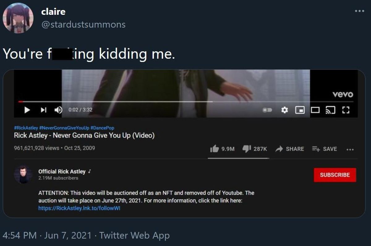 rickroll nft tweet