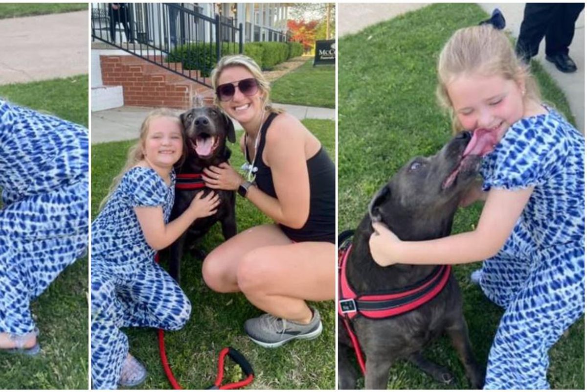 Jogger and her dog bring unexpected comfort to grieving 6-year-old at her father's funeral