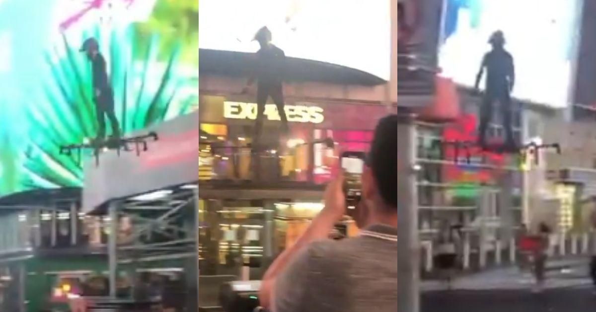 Viral Video Of Man Hoverboarding Above Times Square Looks Like Something Out Of A Marvel Movie