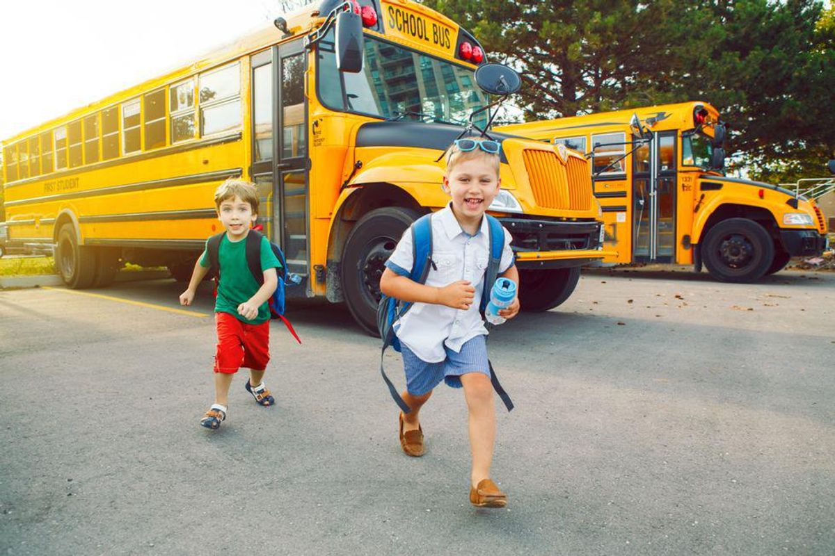 kids school bus happy