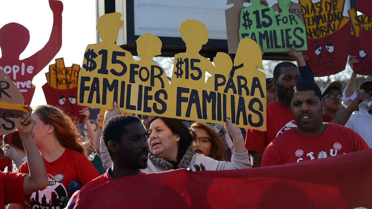 Protestors demand fair wages in Minneapolis, MN.
