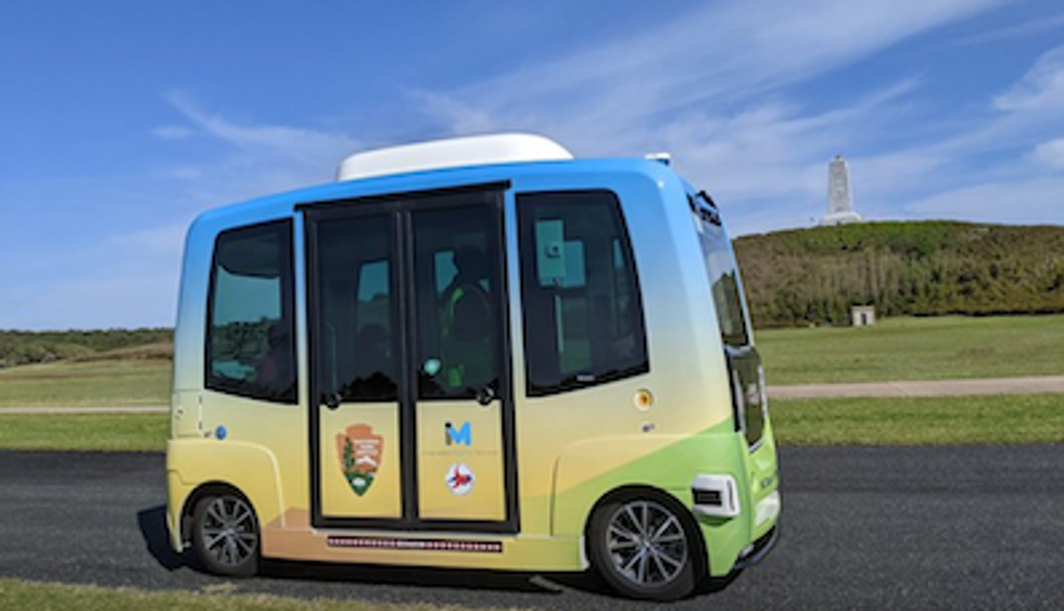 Driverless bus at the Wright Brothers National Memorial
