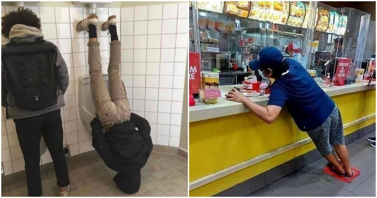 17 funny pictures of people who were photographed while standing strangely in public