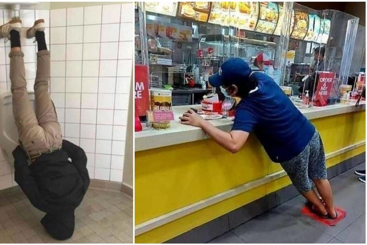 17 funny pictures of people who were photographed while standing strangely in public