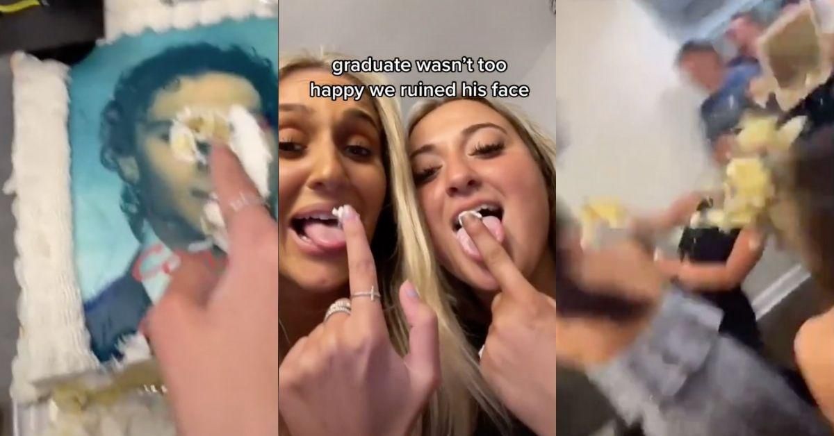 Woman Gets Pelted In the Face By An Entire Graduation Cake After TikTok Prank Goes South