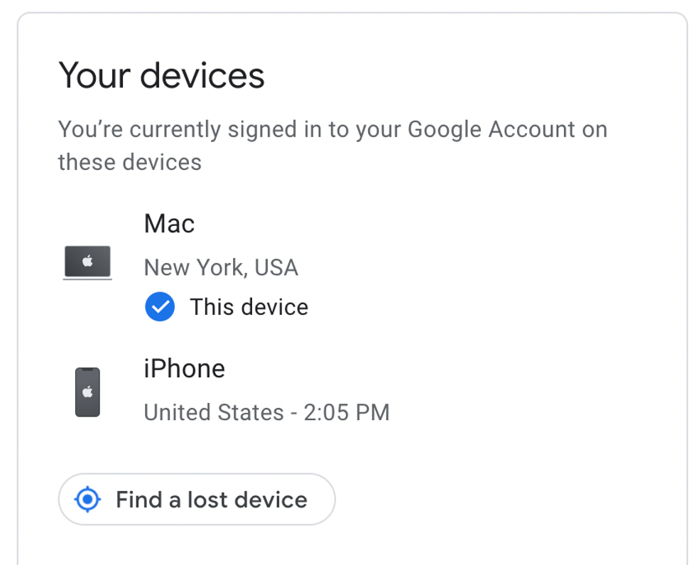 Google Device Activity