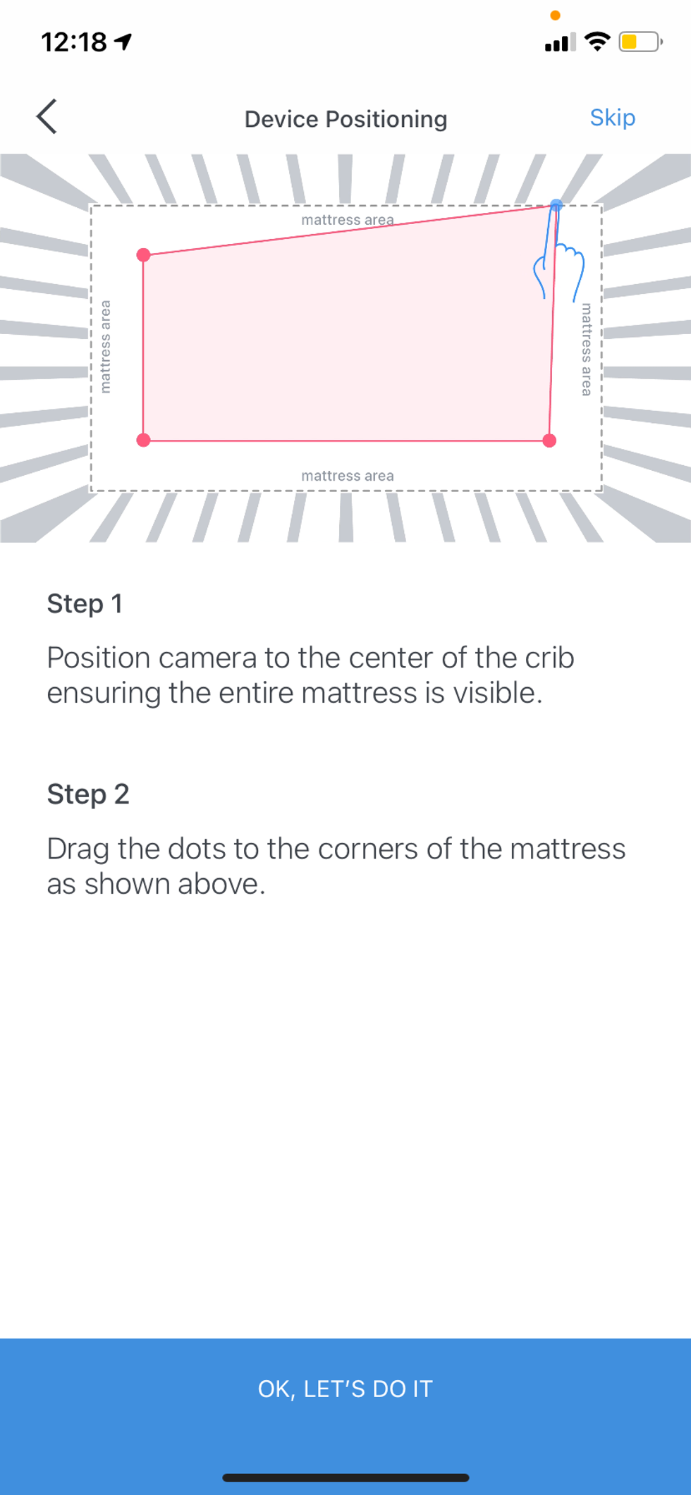 Miku app showing how to position the Miku Pro