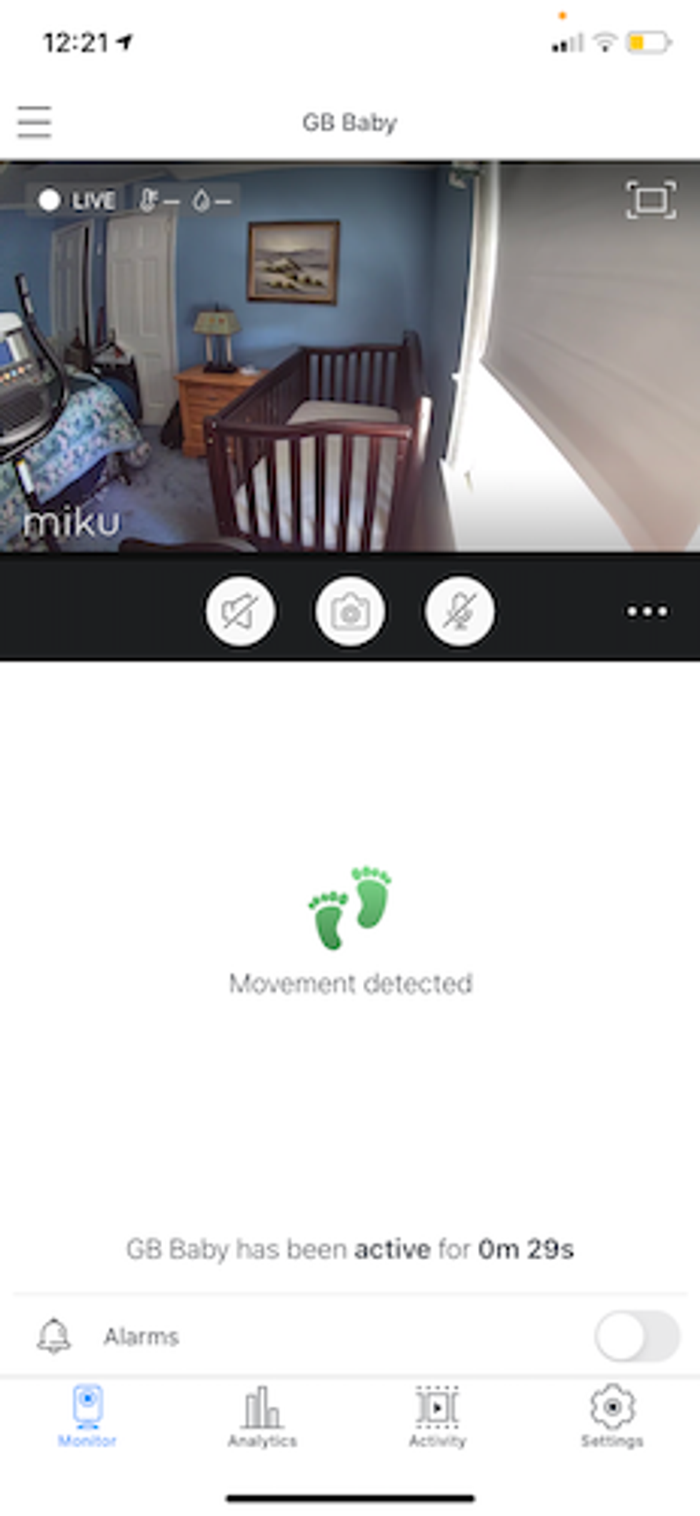 Movement being detected in Miku app.