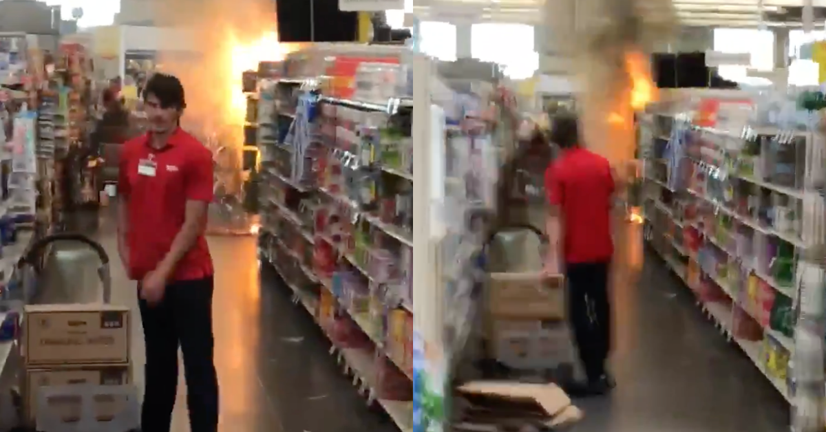 Fed Up Worker Just Walks Away After Teens Set Off Fireworks Display Inside Grocery Store