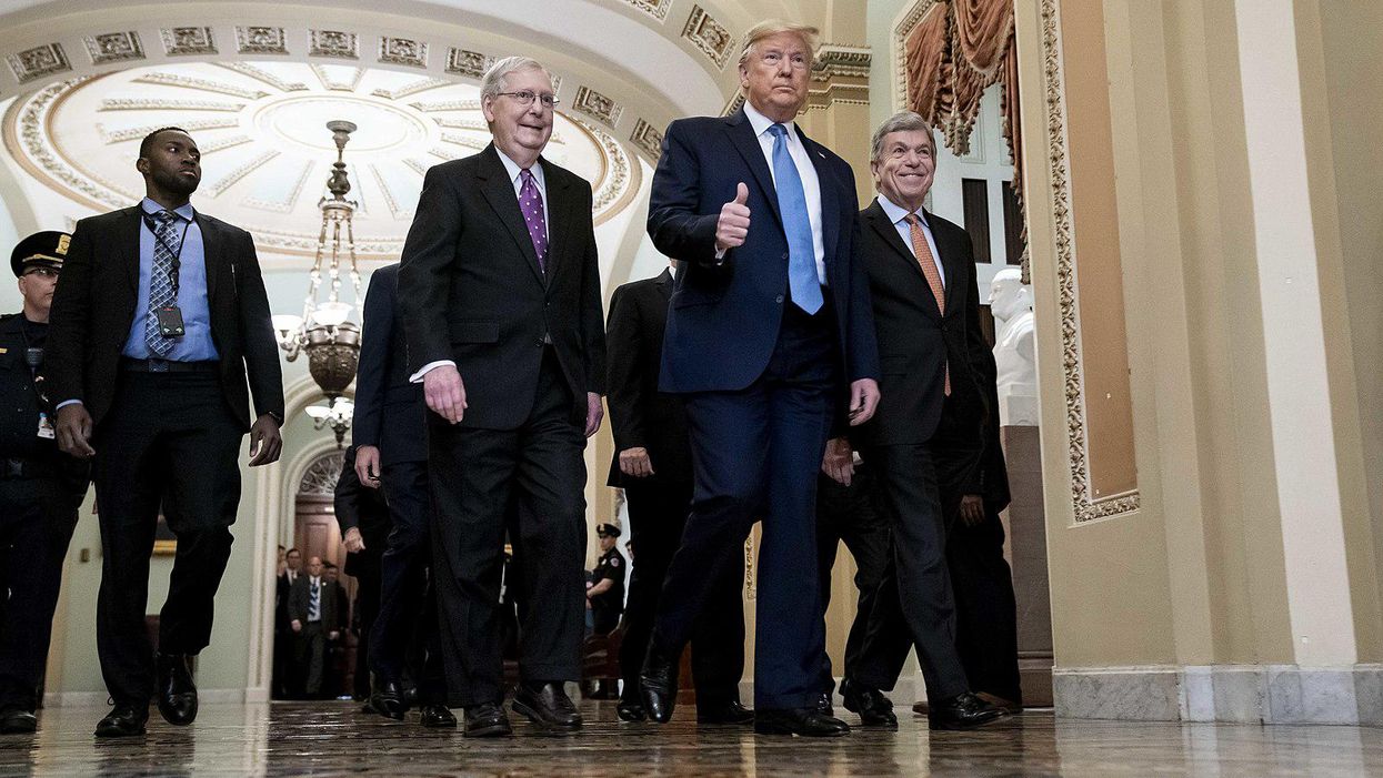 Senate Minority Leader Mitch McConnell, left, and former President Donald Trump.