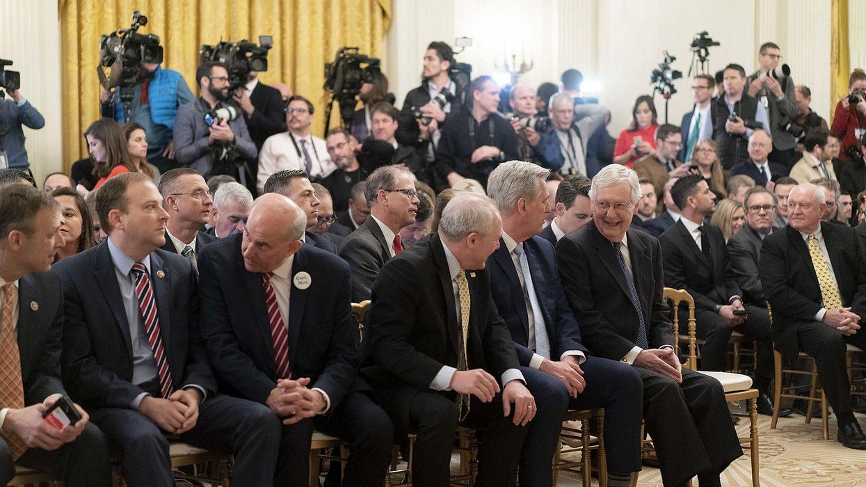 Congressional Republicans, including Kevin McCarthy and Mitch McConnell, right.