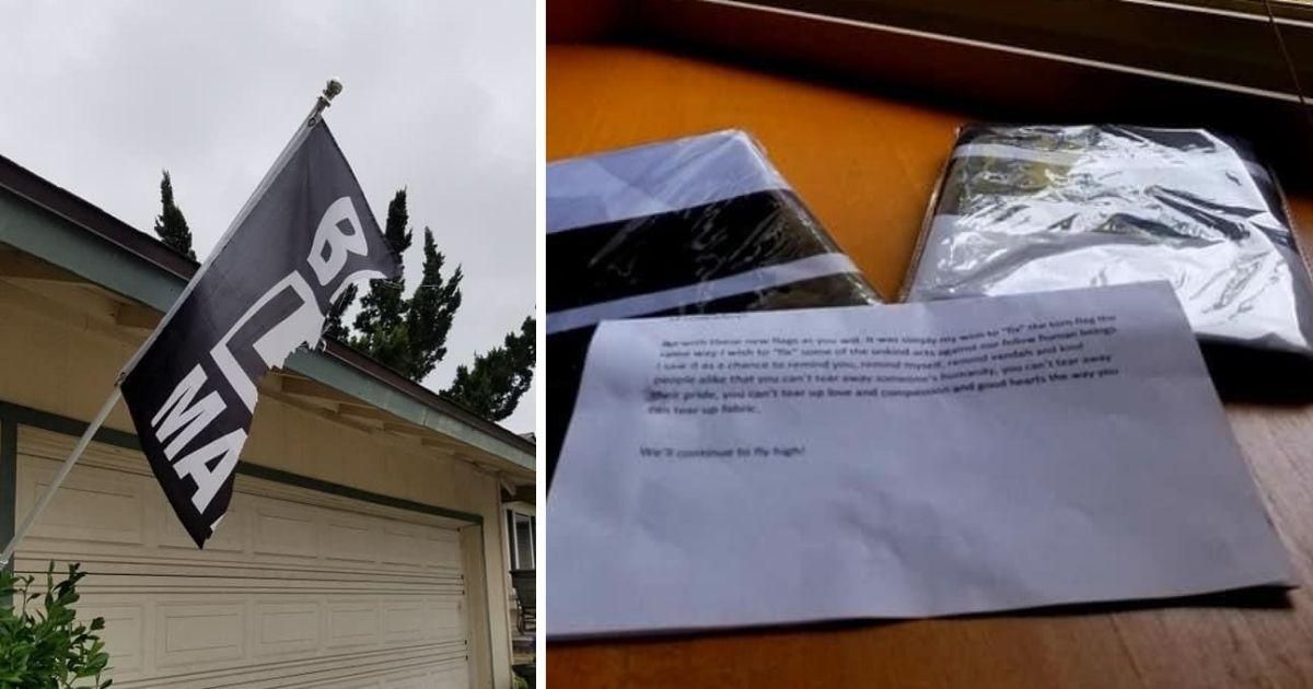 After their BLM flag was torn in two, an anonymous neighbor left them the perfect note