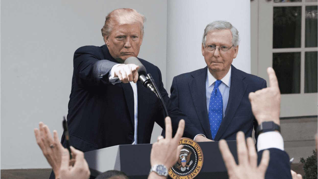 Senate Minority Leader Mitch McConnell, right, and former President Trump.