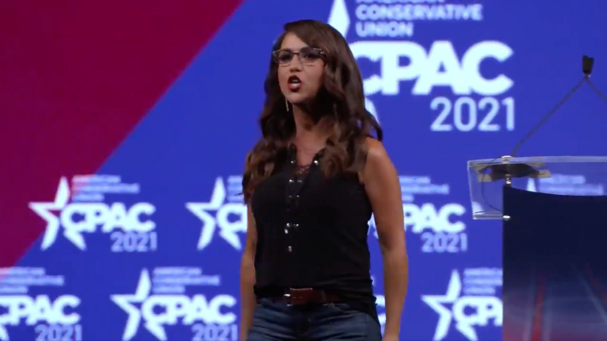 Rep. Lauren Boebert speaking at CPAC 2021. 