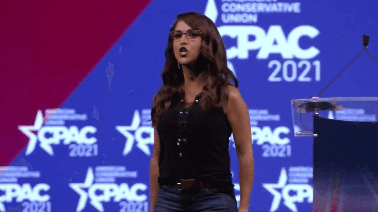 Rep. Lauren Boebert speaking at CPAC 2021.