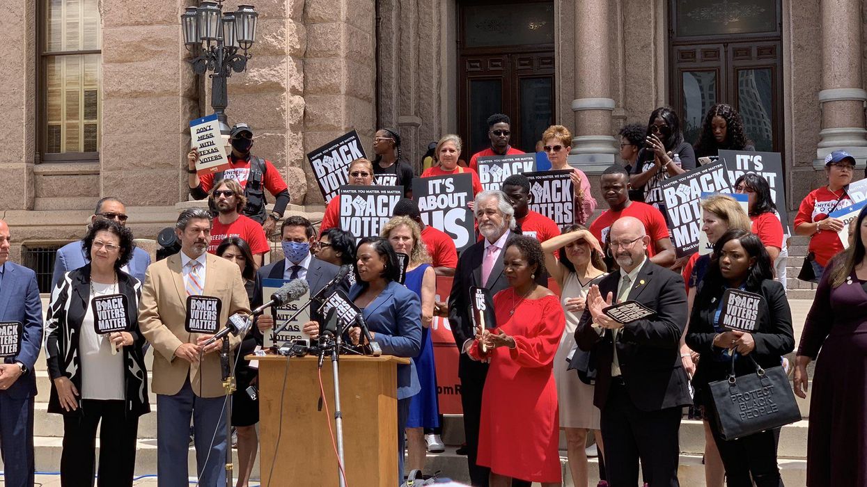 Texas Democrats protesting voter suppression in the state.