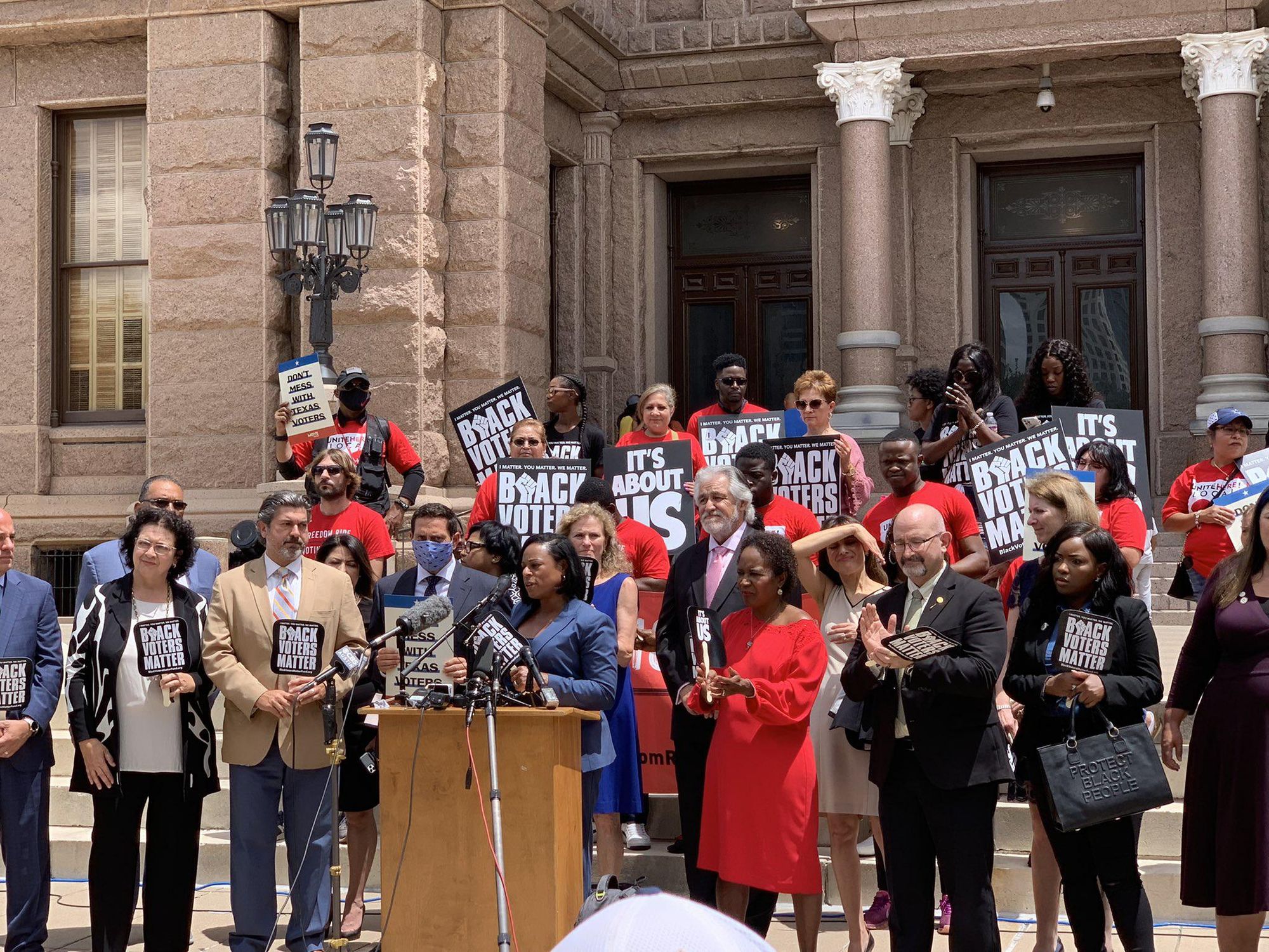 Texas Democrats protesting voter suppression in the state.