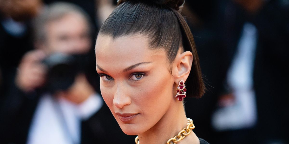 Bella Hadid Wears Brass Lung Necklace at 2021 Cannes Film Festival