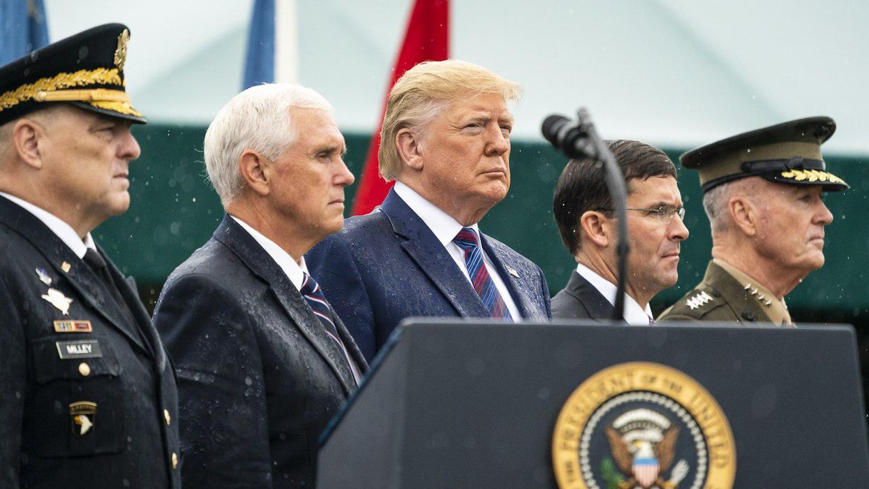 From left, Gen. Mark Milley, former Vice President Mike Pence and former President Donald Trump