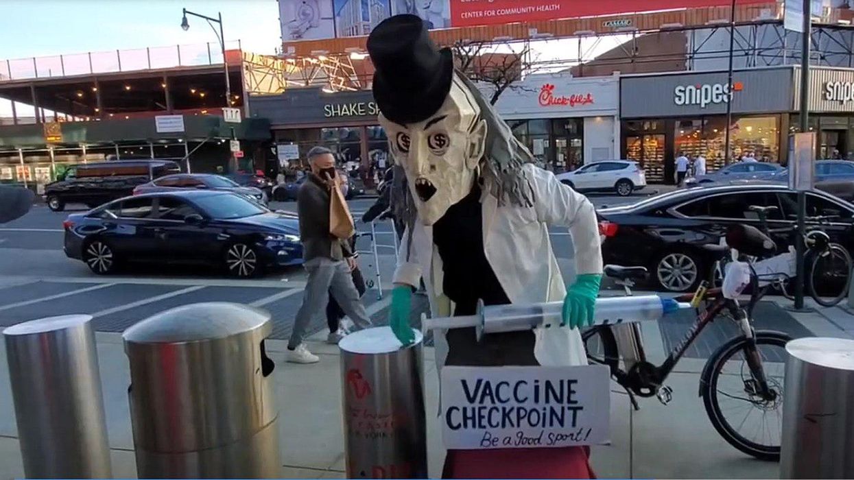 Covid-19 vaccine protest in Brooklyn, NY.