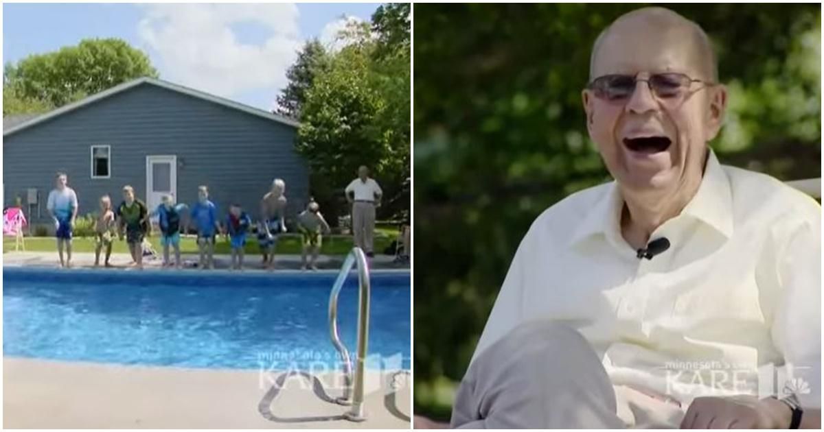 A 94-year-old widower built a community pool to share with everyone after losing his wife