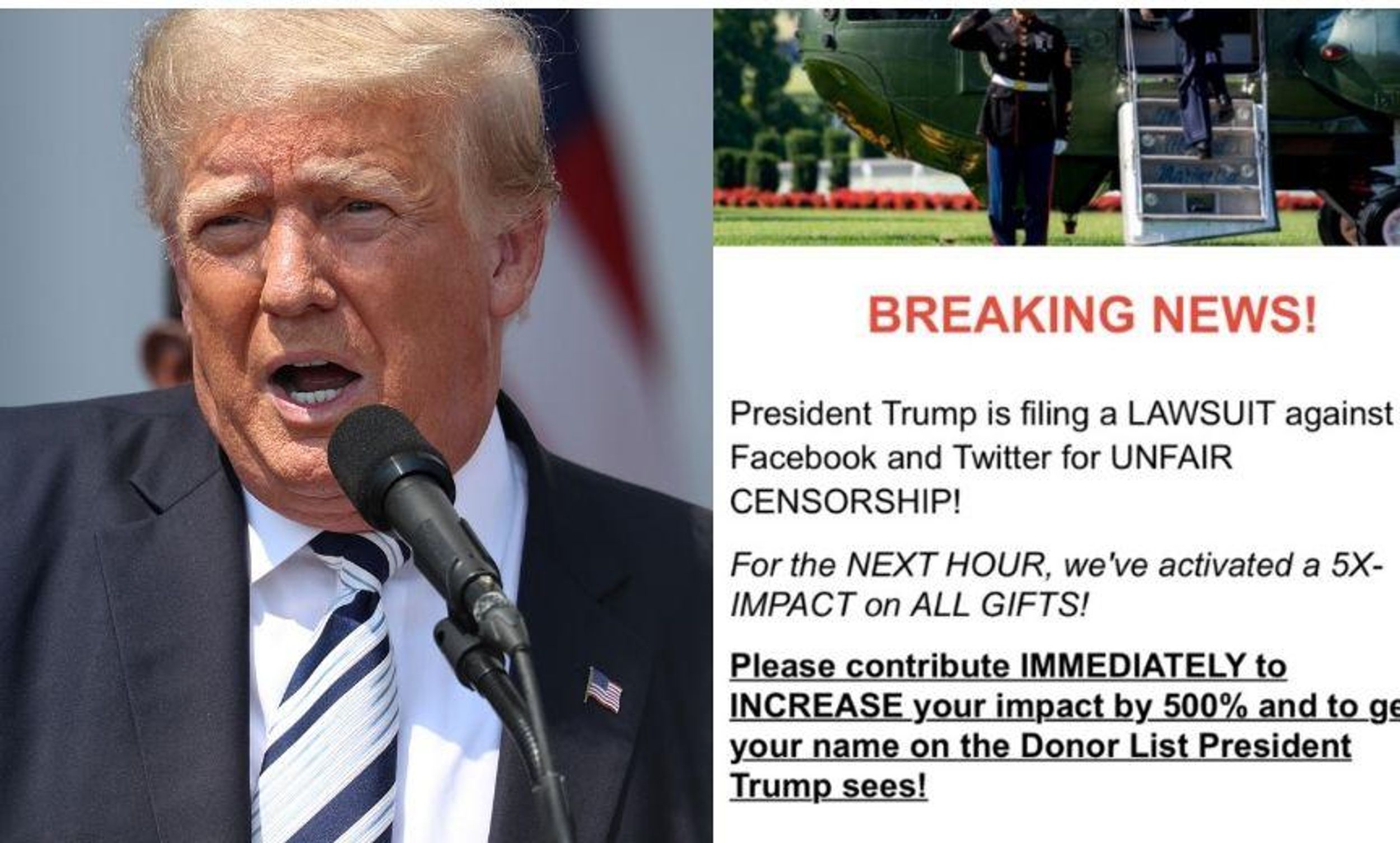 Trump Just Sued Facebook and Twitter to Get His Accounts Back and He's Already Fundraising Off It