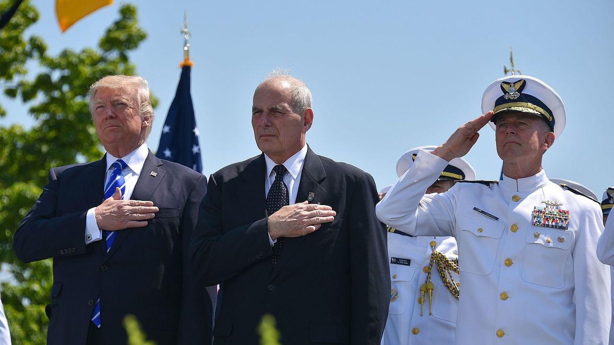 John Kelly, center, with former President Trump.