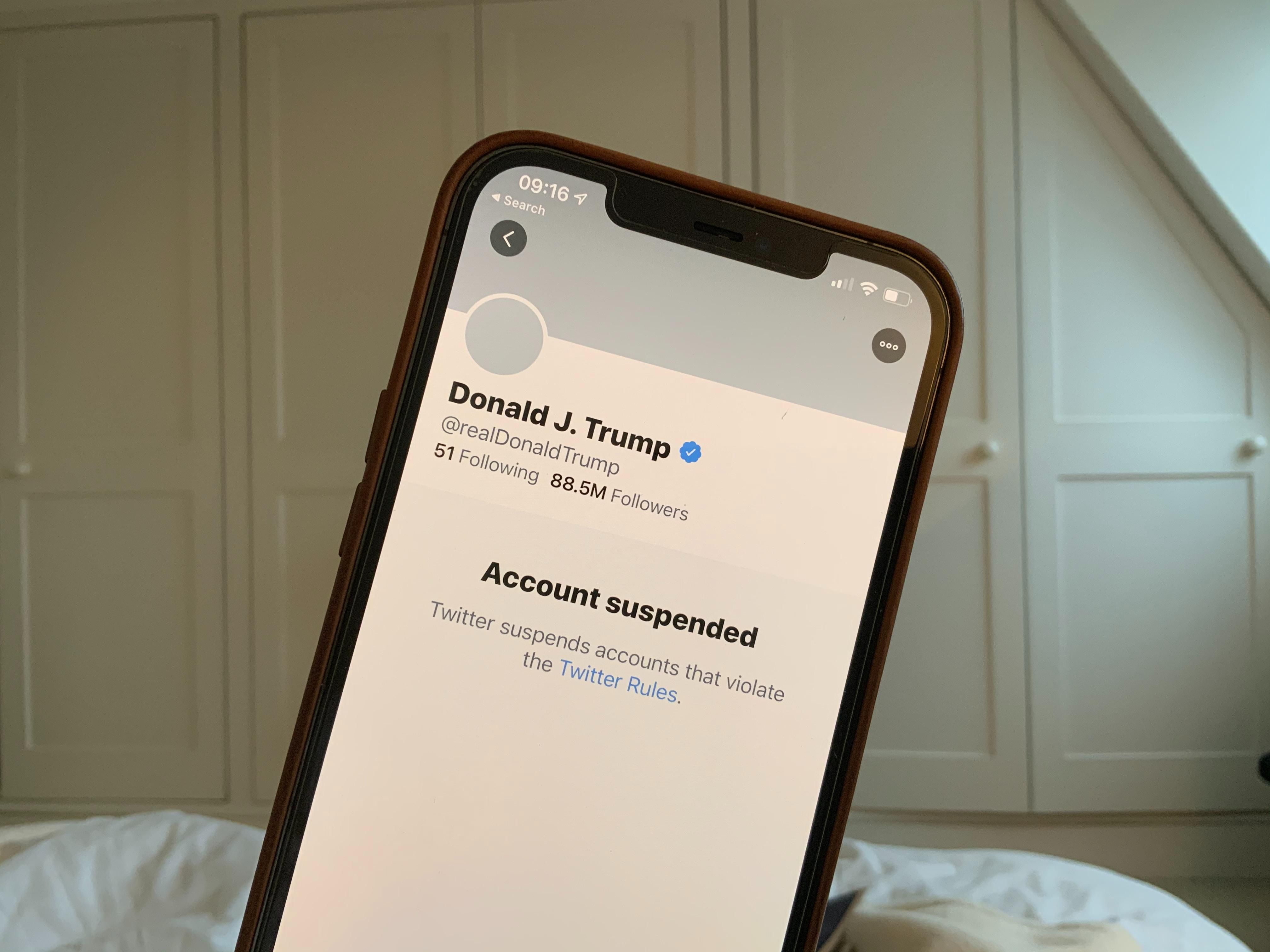 Former President Trump's suspended Twitter. 