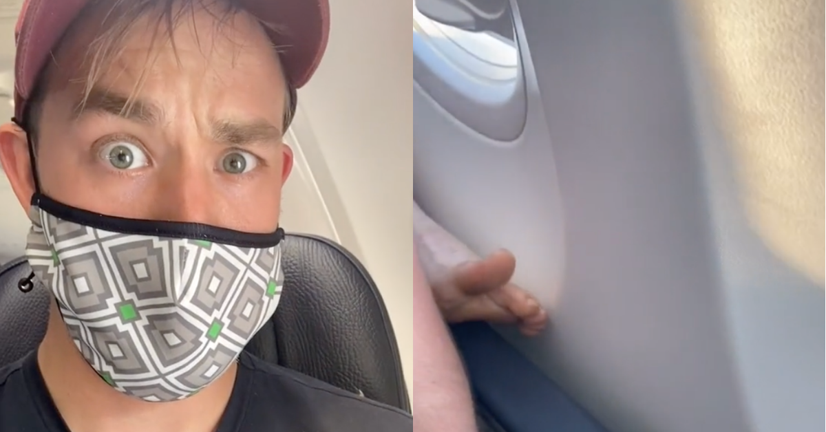 Guy Gets Hilarious Revenge On Fellow Passenger Who Put Their Bare Foot On His Arm Rest
