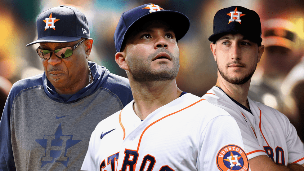 Astros Dusty Baker, Jose Altuve, Kyle Tucker